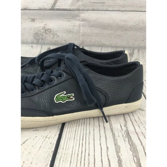 Lacoste Haneda Blue Leather Athletic Casual Shoes - Picture 2 of 11